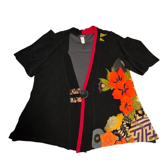 Moonlight Women Vintage Kimono Jacket Floral Print Acetate Blend XXL Made in USA - Picture 4 of 9